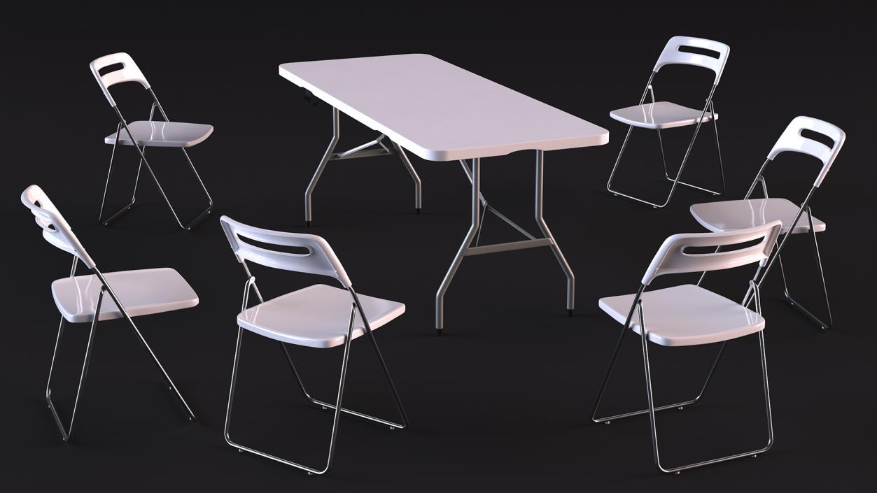 3D model White Plastic Folding Furniture Set