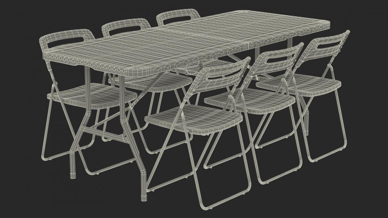 3D model White Plastic Folding Furniture Set