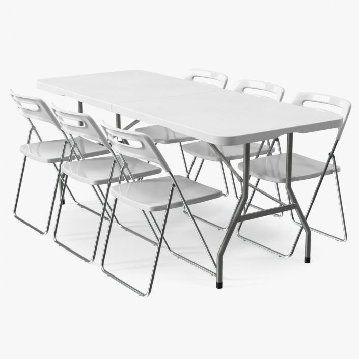 3D model White Plastic Folding Furniture Set