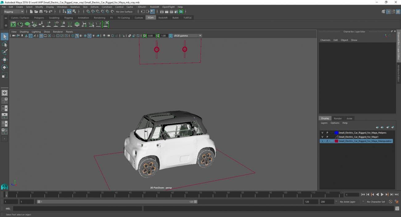 Small Electric Car Rigged for Maya 3D model