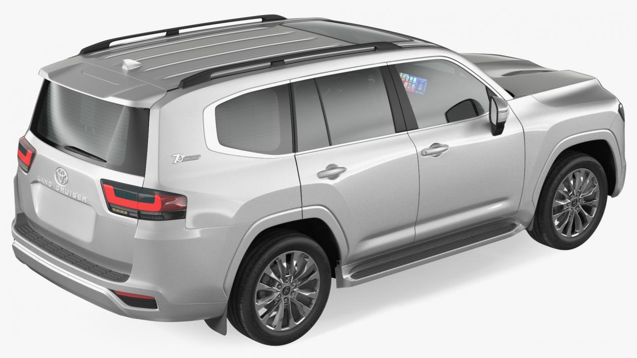 3D model Toyota Land Cruiser Silver Light On