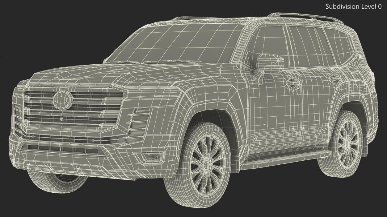 3D model Toyota Land Cruiser Silver Light On