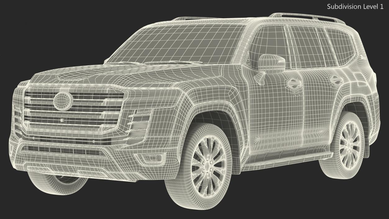 3D model Toyota Land Cruiser Silver Light On