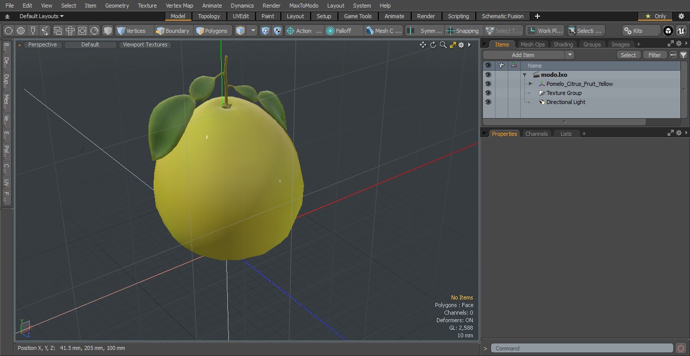 3D Pomelo Citrus Fruit Yellow