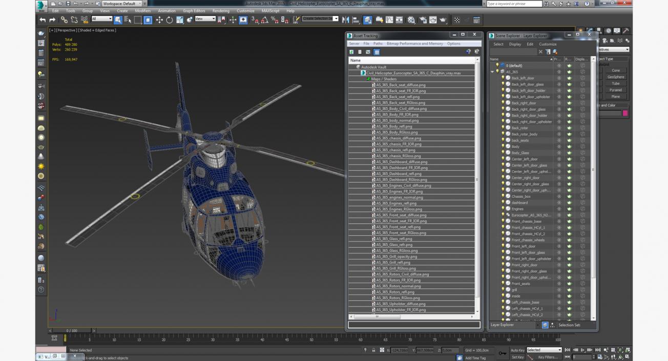 Civil Helicopter Eurocopter SA 365 C Dauphin 3D model