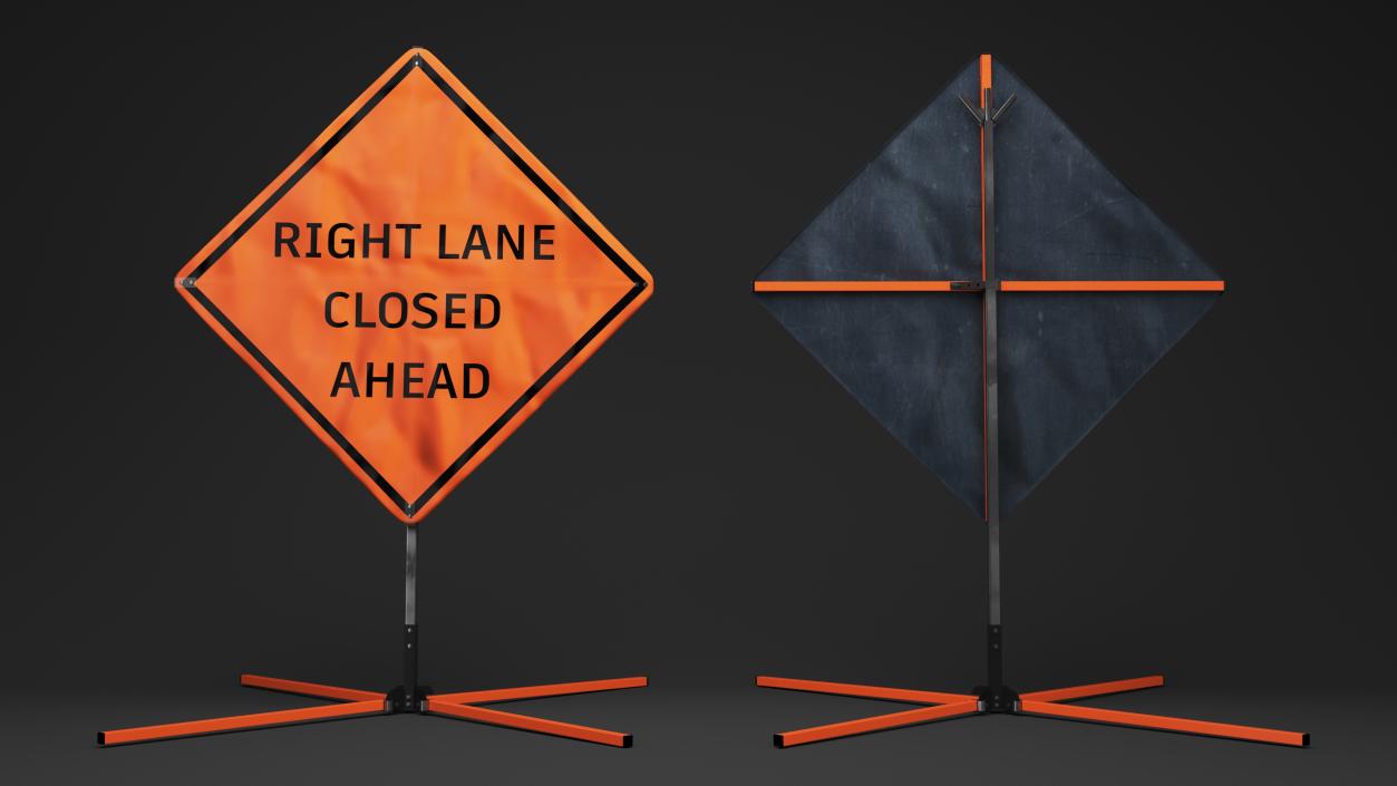 Right Lane Closed Ahead Traffic Control Sign 3D model