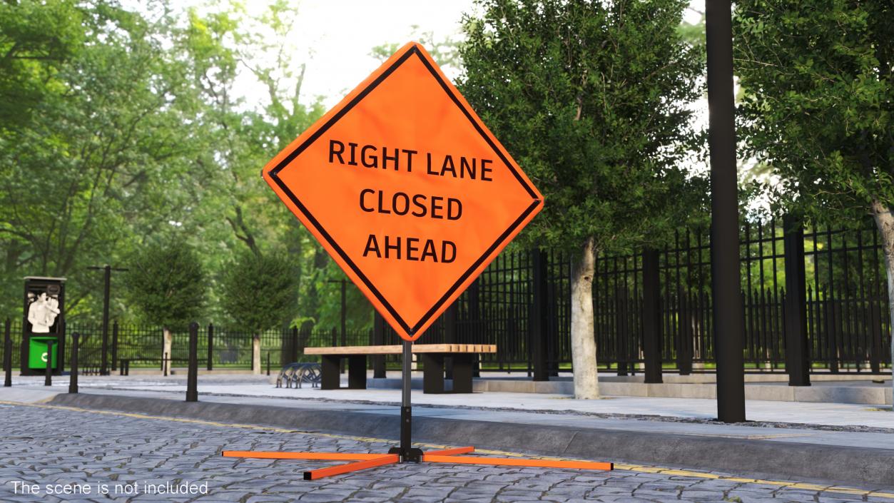 Right Lane Closed Ahead Traffic Control Sign 3D model