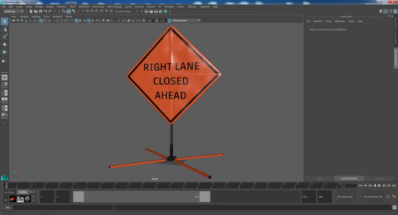 Right Lane Closed Ahead Traffic Control Sign 3D model