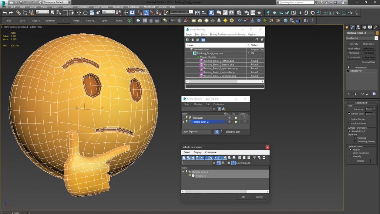 Thinking Emoji 3D model