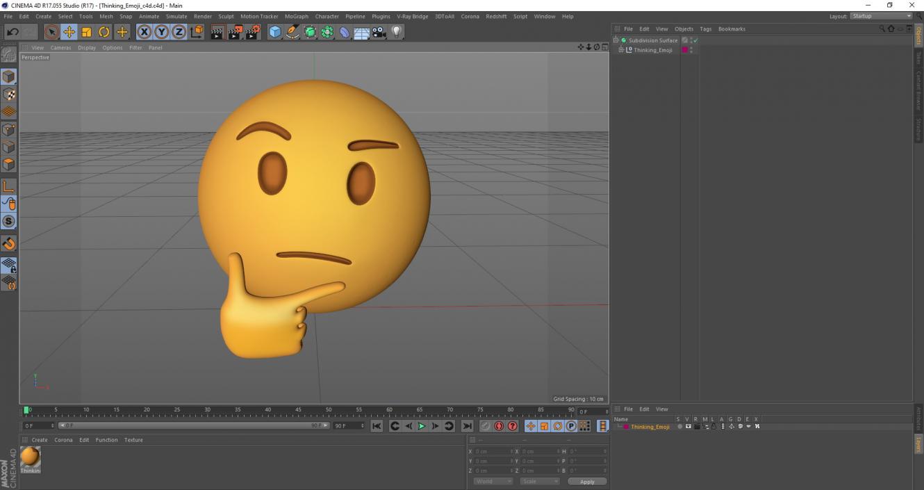 Thinking Emoji 3D model