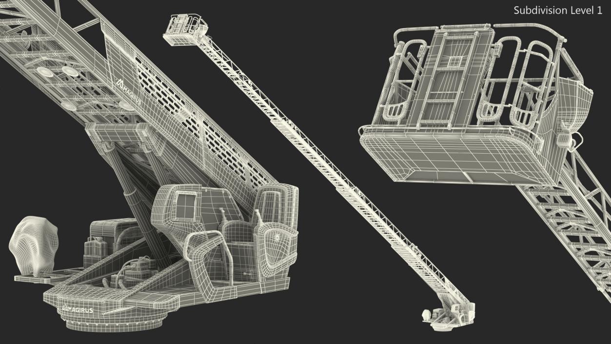 3D Magirus M32L AS Turntable Ladder Unfolded