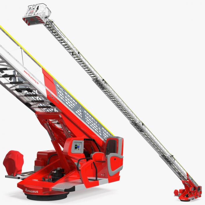 3D Magirus M32L AS Turntable Ladder Unfolded