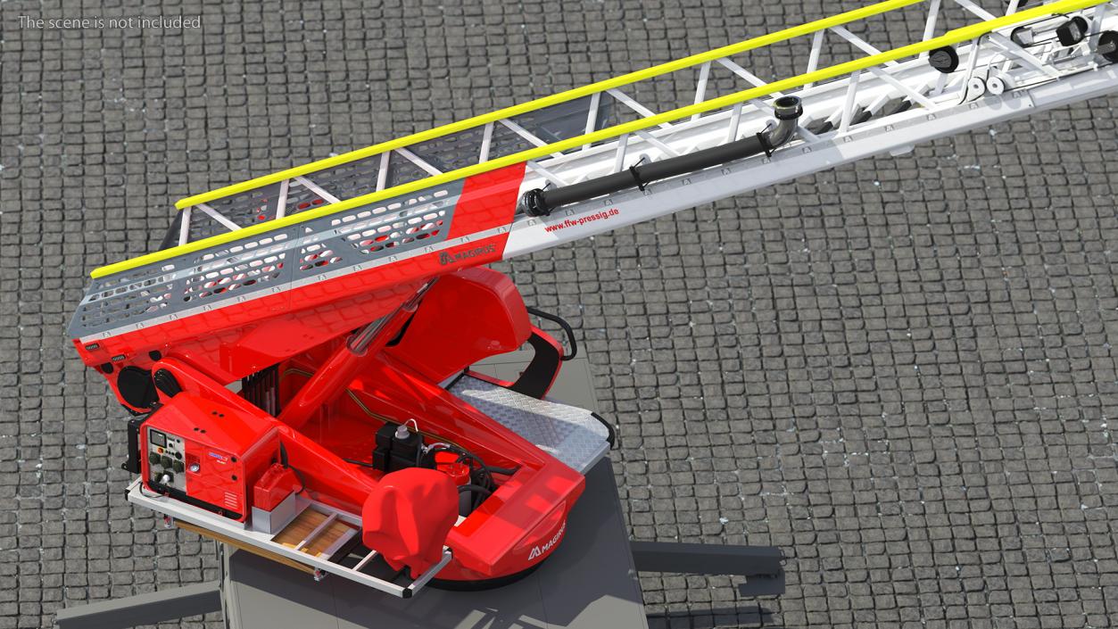 3D Magirus M32L AS Turntable Ladder Unfolded