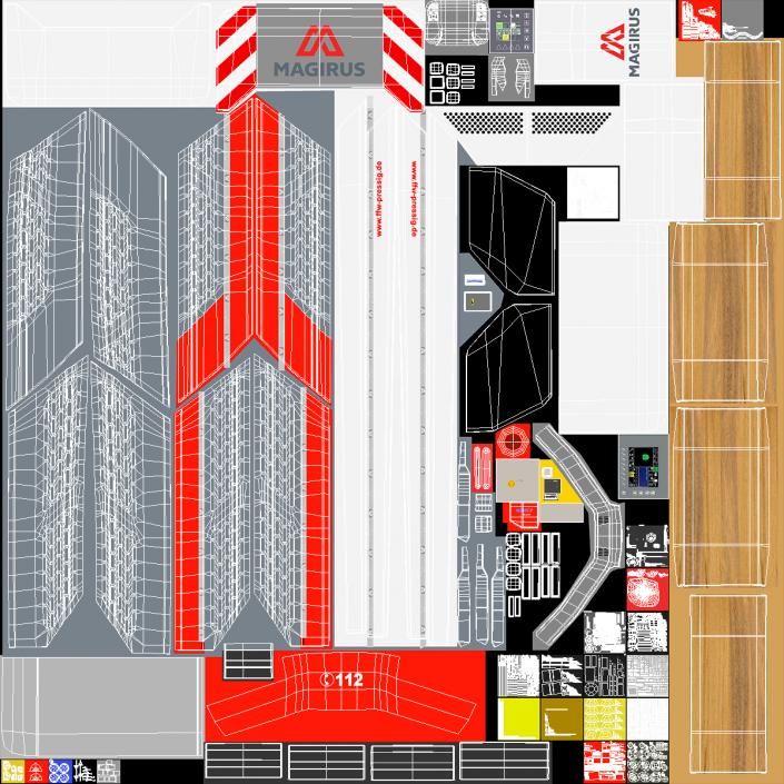 3D Magirus M32L AS Turntable Ladder Unfolded