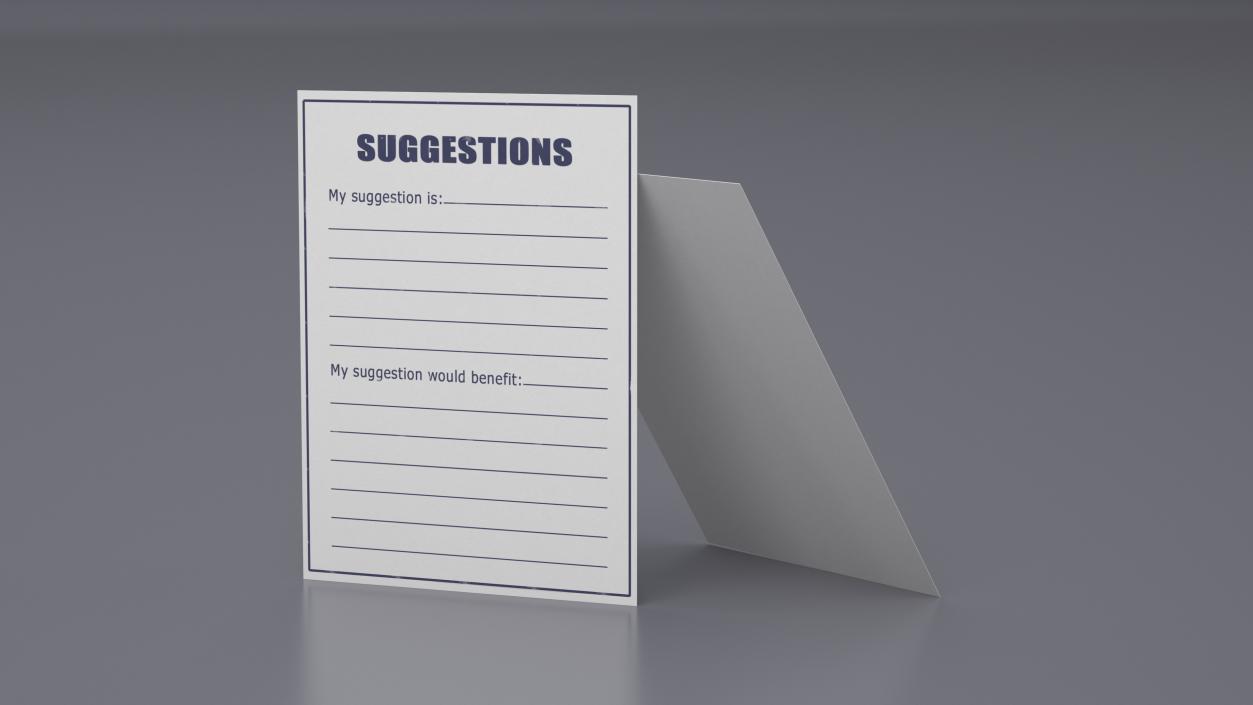 White and Blue Clean Suggestions Card 3D