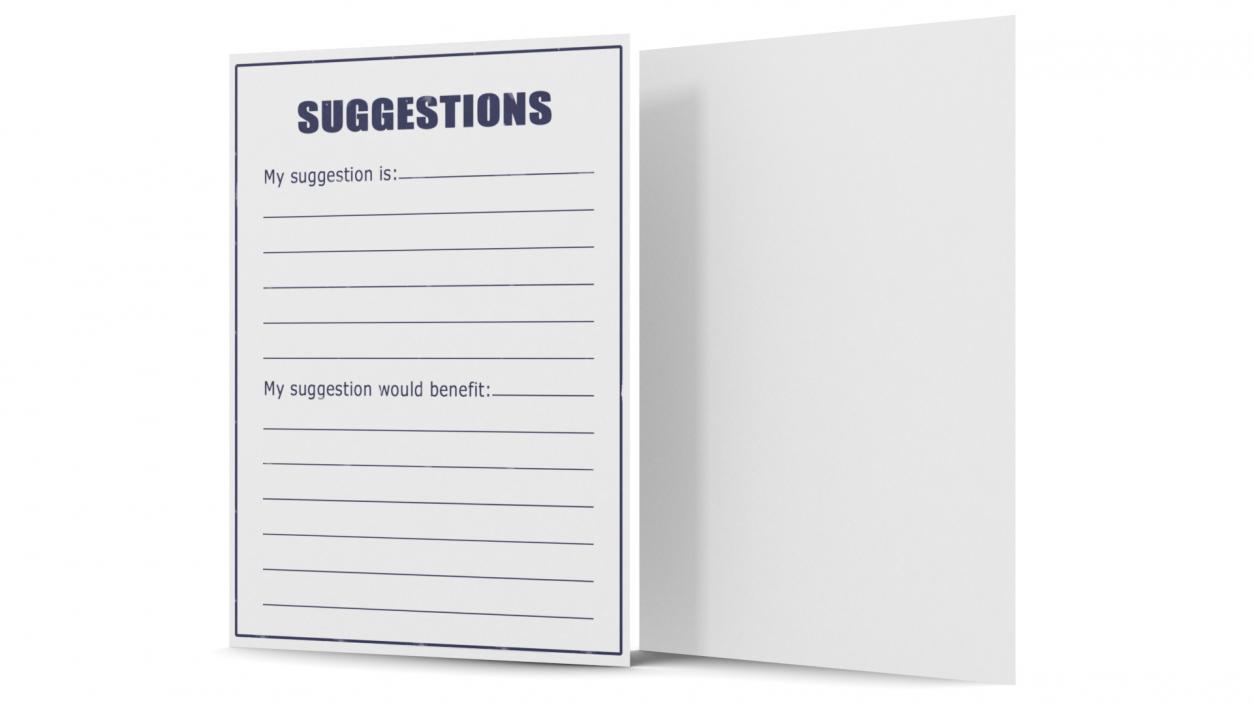 White and Blue Clean Suggestions Card 3D