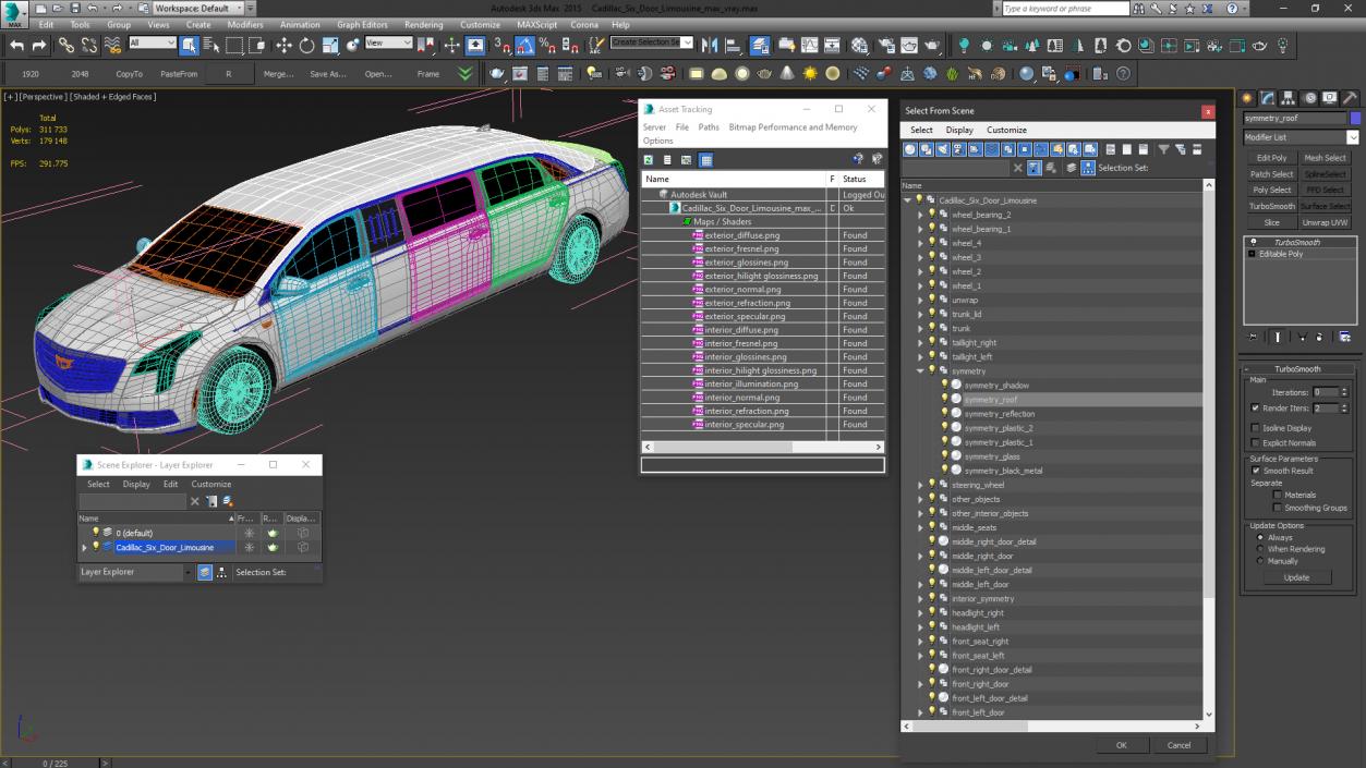 Cadillac Six Door Limousine 3D