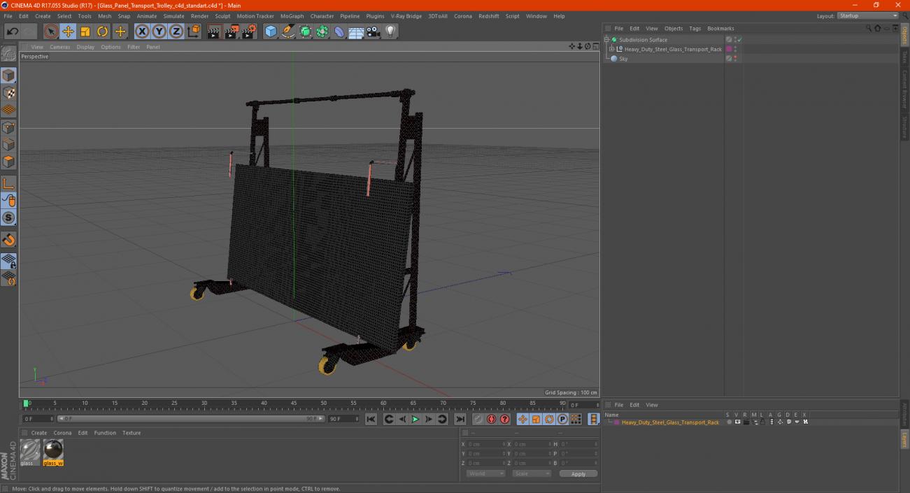 Glass Panel Transport Trolley 3D model