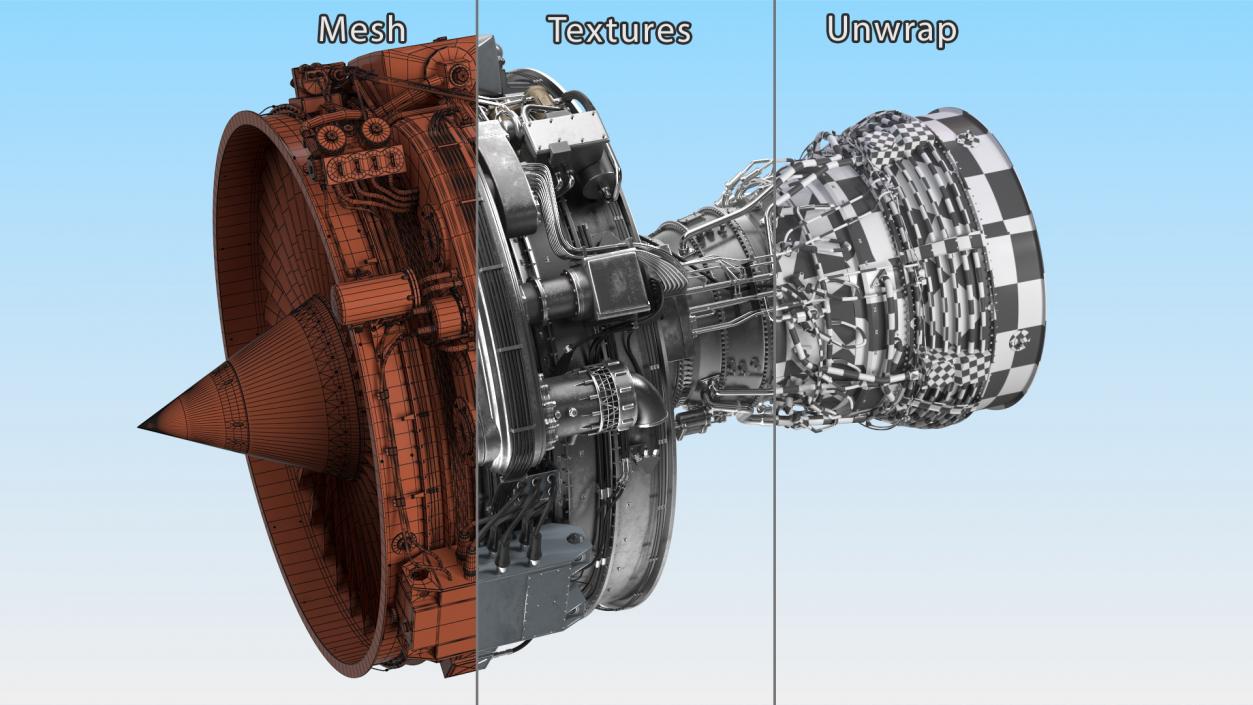 3D Aircraft Turbofan Engine CFM International CFM56 model