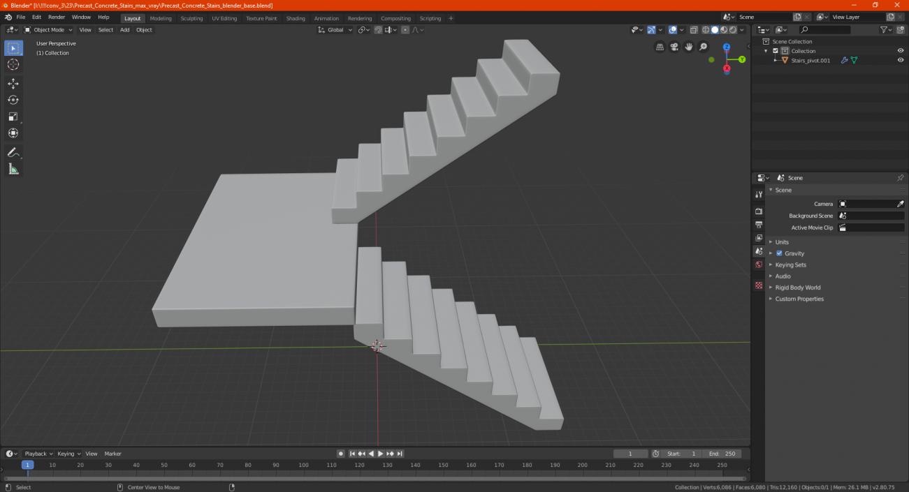 3D Precast Concrete Stairs model