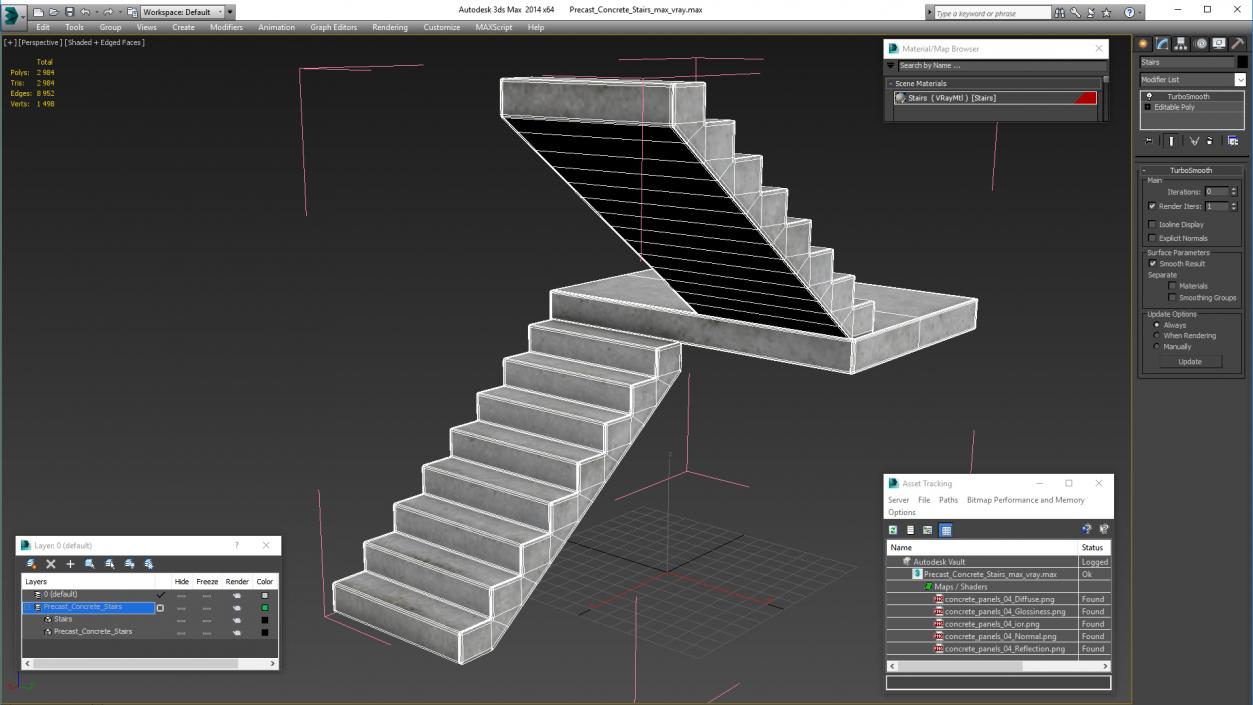 3D Precast Concrete Stairs model