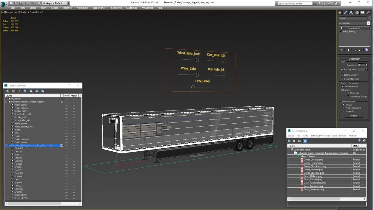 3D Futuristic Trailer Concept Rigged model