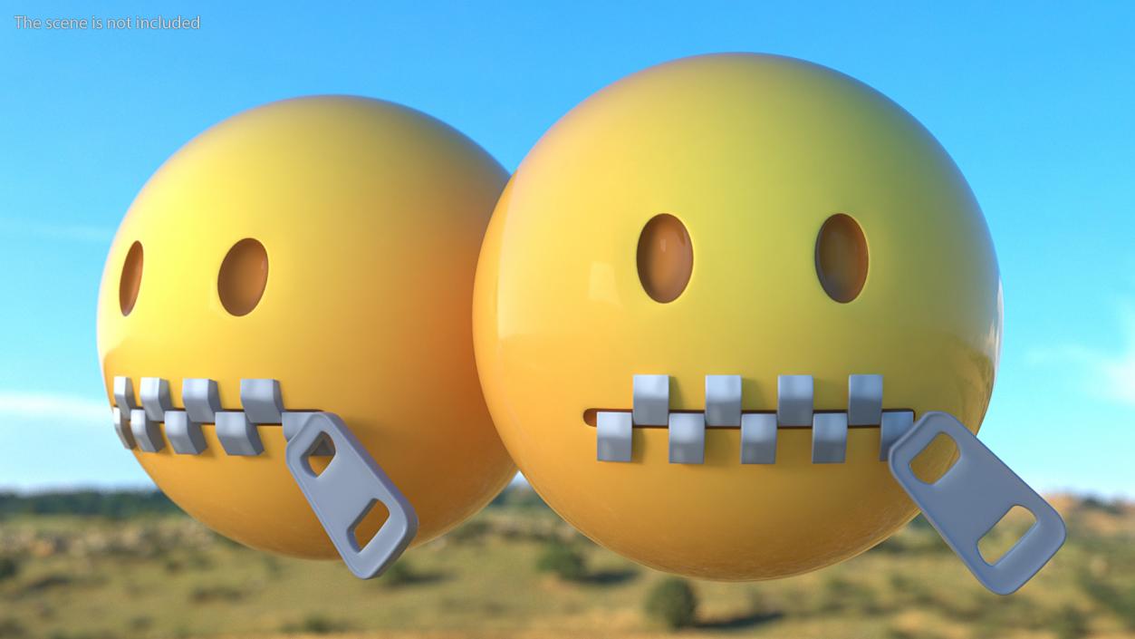 3D Zipper Mouth Emoji model