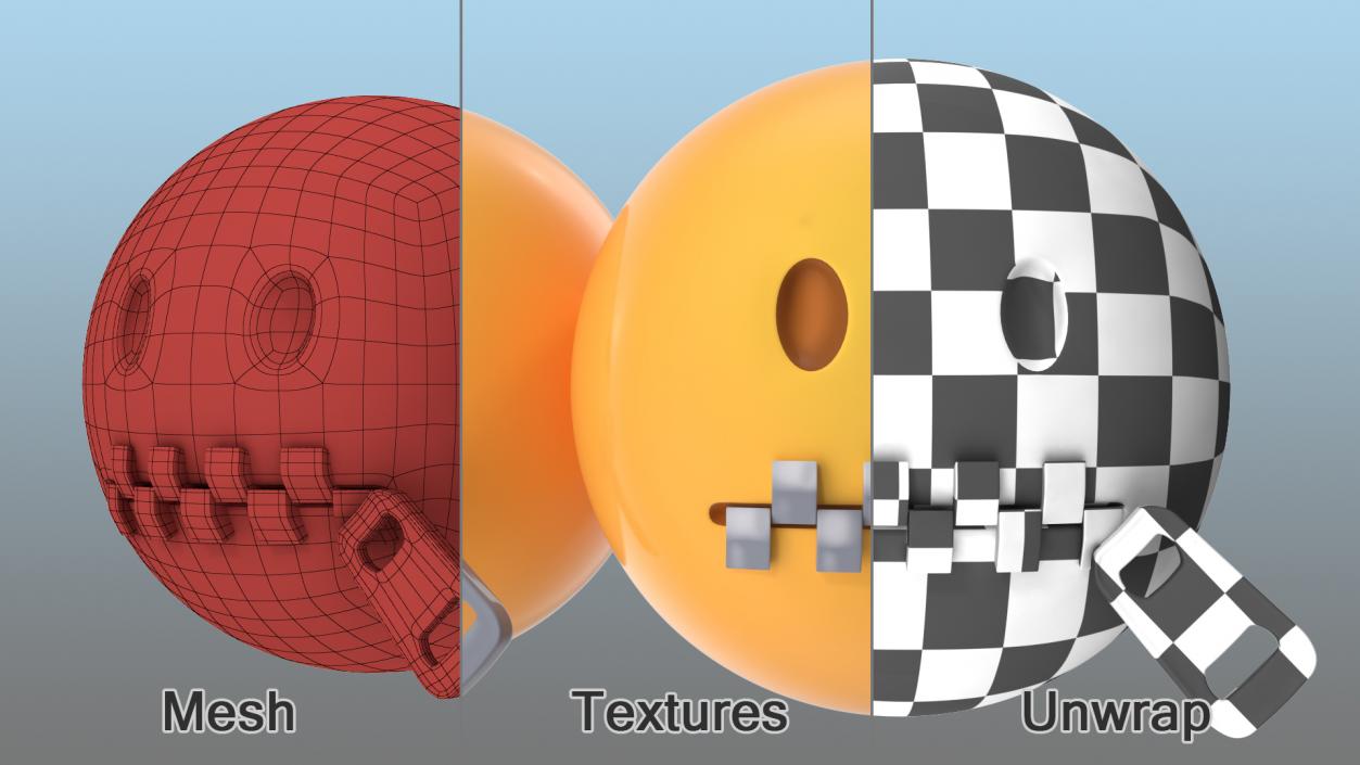 3D Zipper Mouth Emoji model