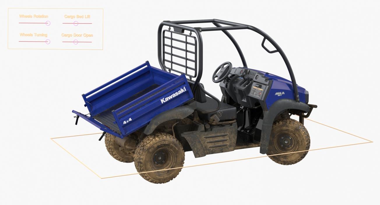 3D Kawasaki Mule 2019 SX 4x4 Dirty Rigged model