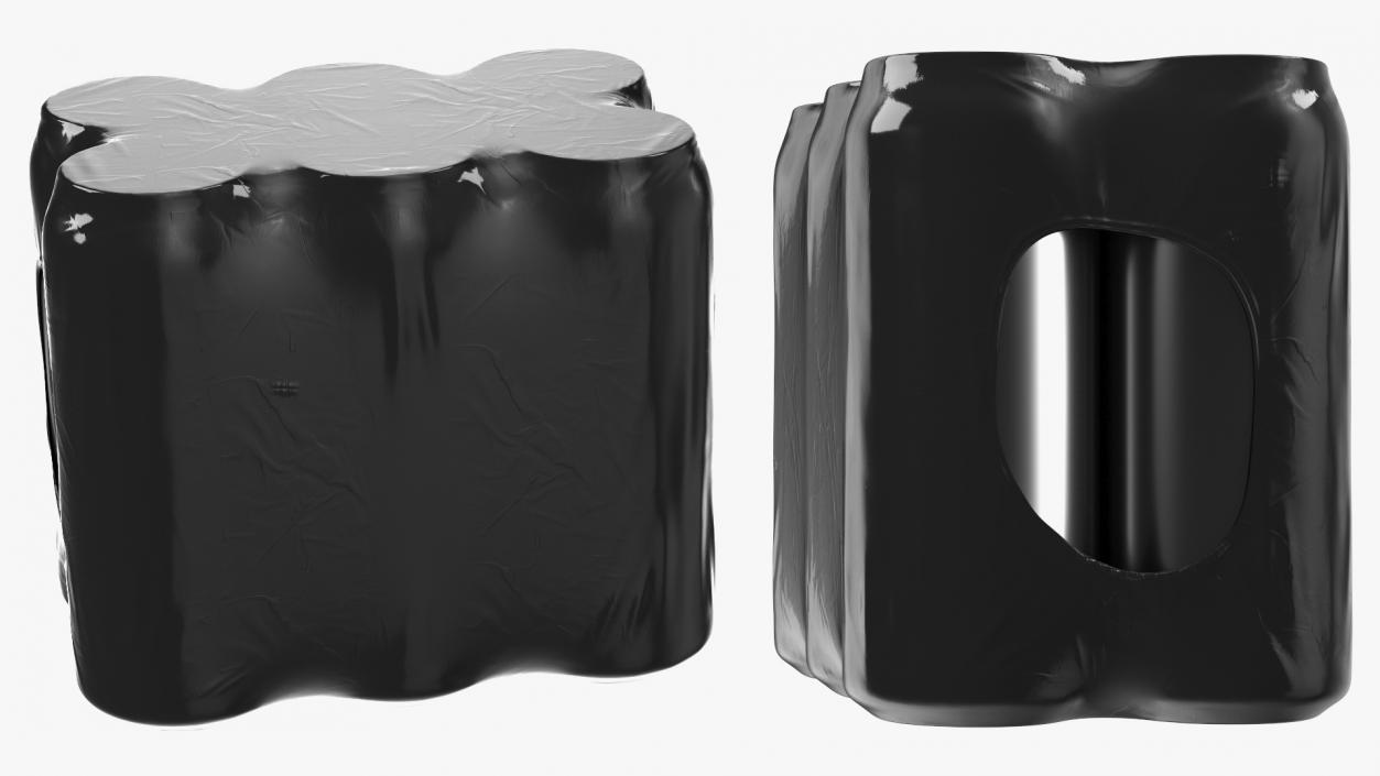 3D model 6pcs 500ml Aluminium Can Pack Black