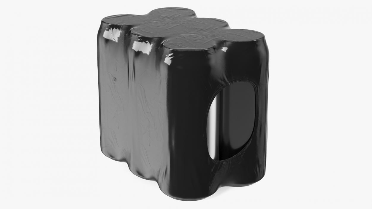 3D model 6pcs 500ml Aluminium Can Pack Black