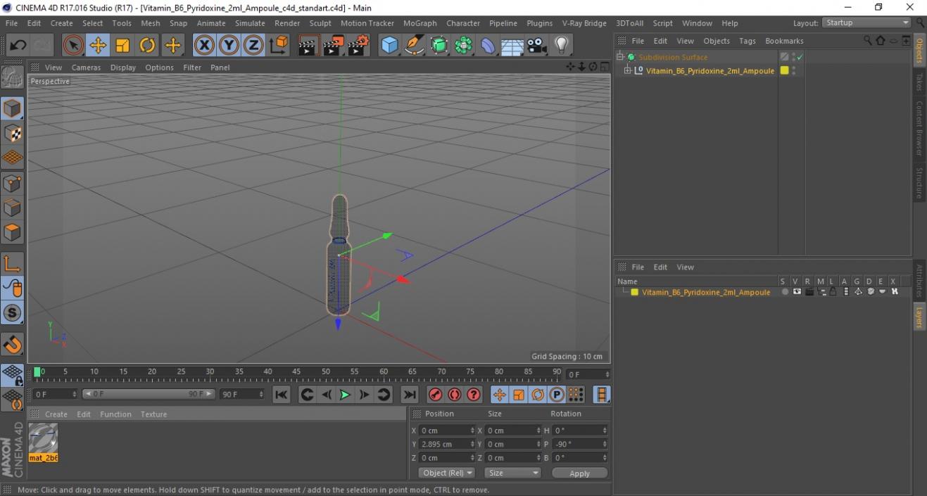 3D Vitamin B6 Pyridoxine 2ml Ampoule model