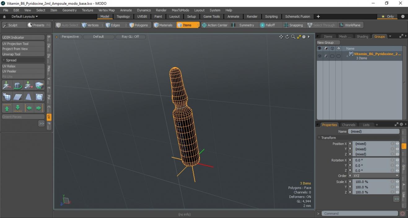 3D Vitamin B6 Pyridoxine 2ml Ampoule model