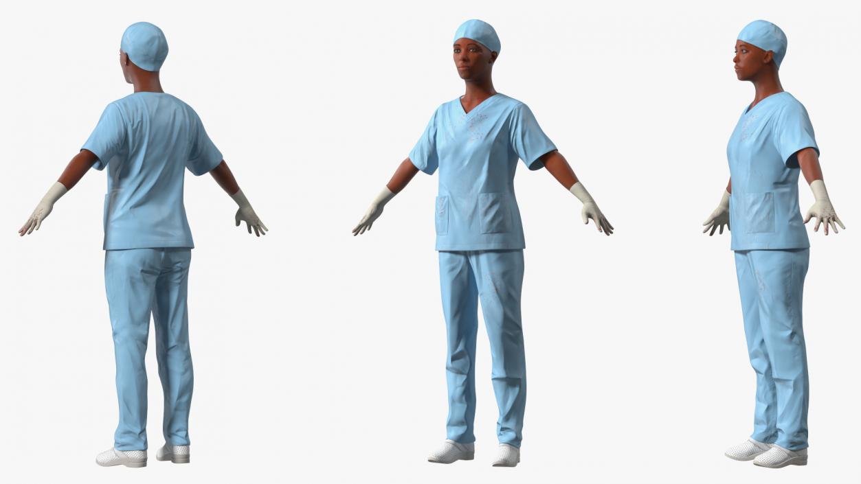 3D Female Nurse in Scrubs Fur