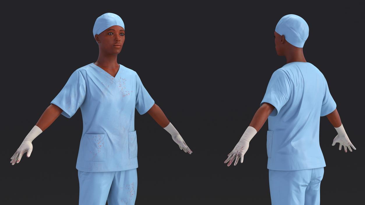 3D Female Nurse in Scrubs Fur