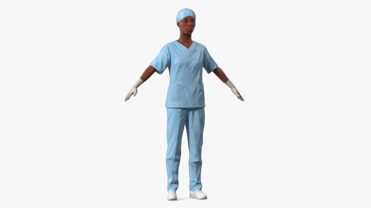 3D Female Nurse in Scrubs Fur