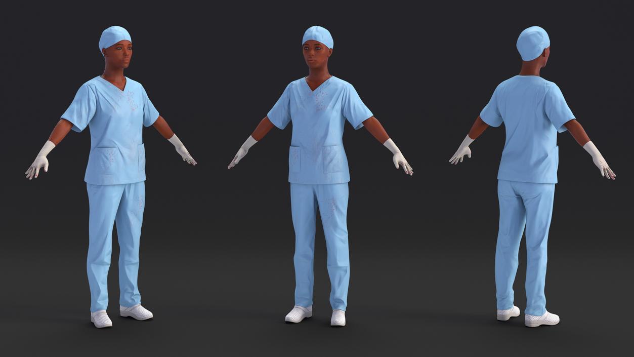 3D Female Nurse in Scrubs Fur