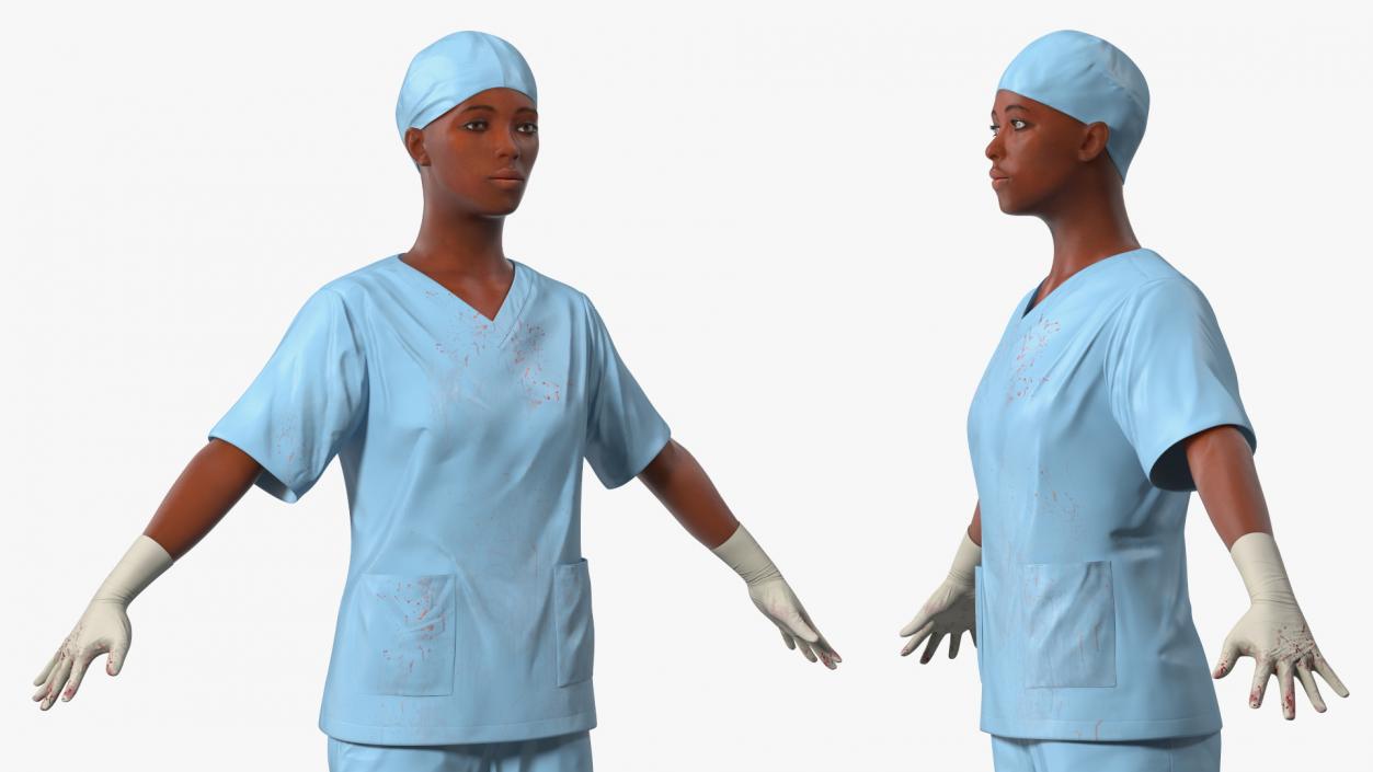 3D Female Nurse in Scrubs Fur