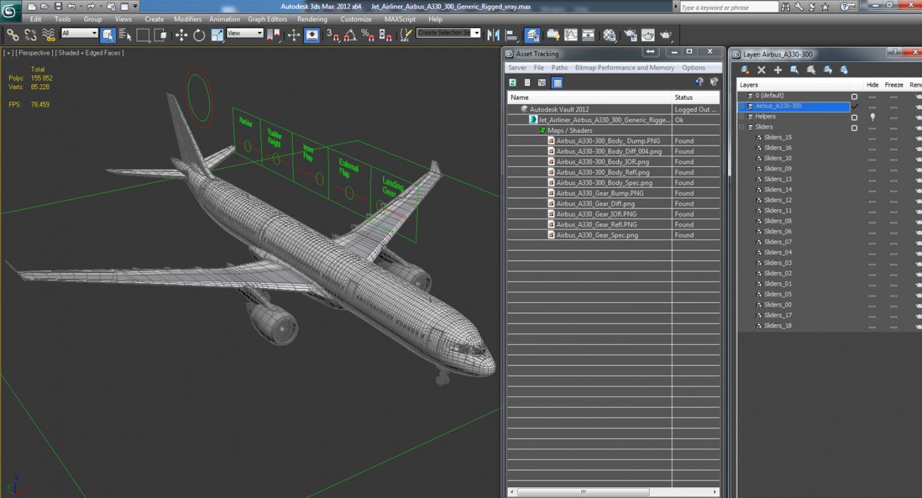 3D Jet Airliner Airbus A330-300 Generic Rigged model