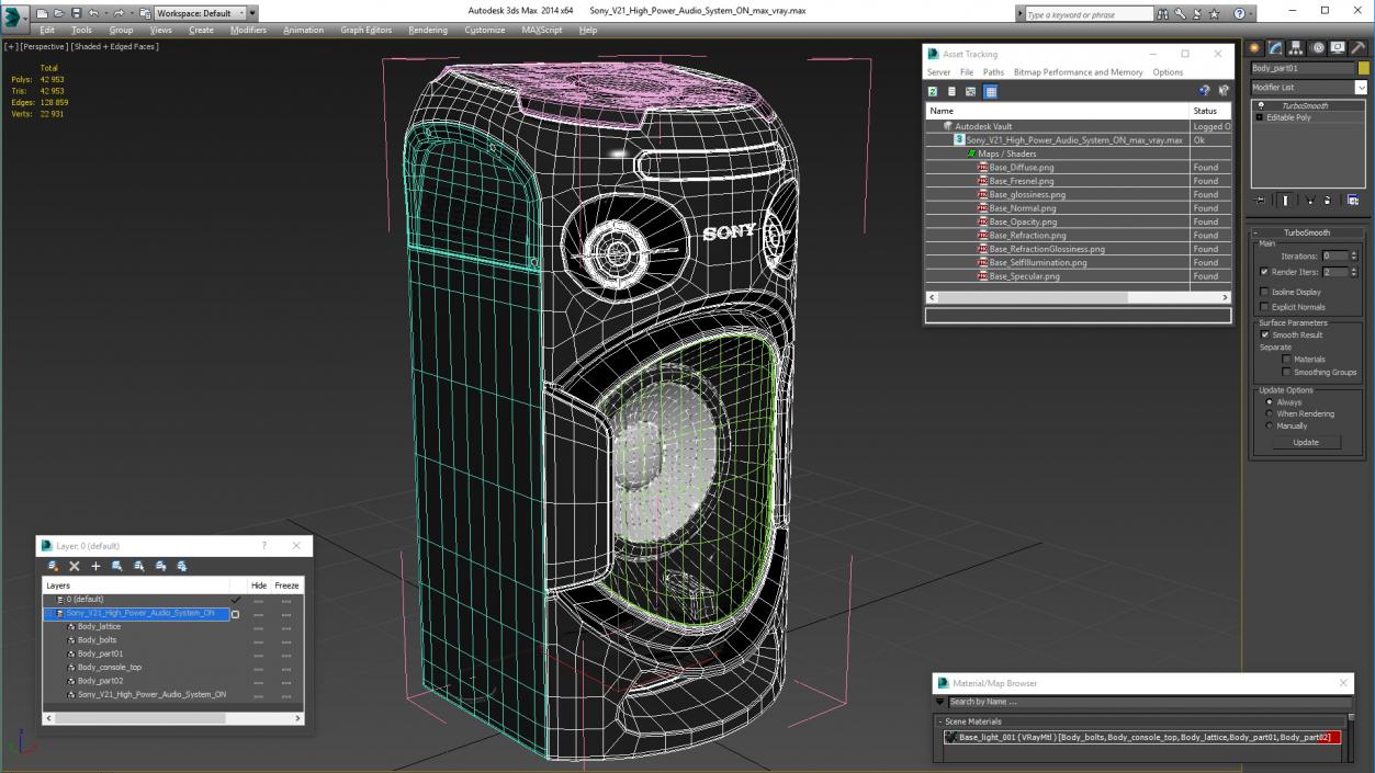 3D model Sony V21 High Power Audio System ON