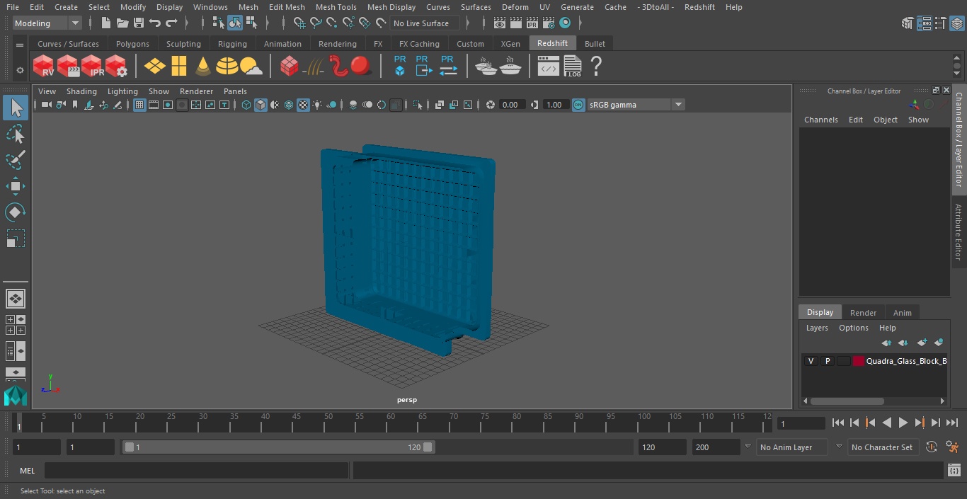 3D Quadra Glass Block Blue model