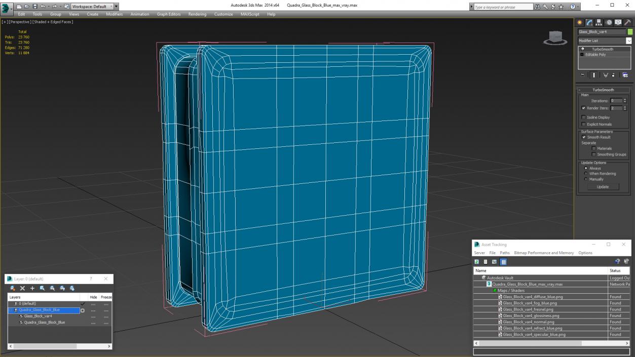 3D Quadra Glass Block Blue model