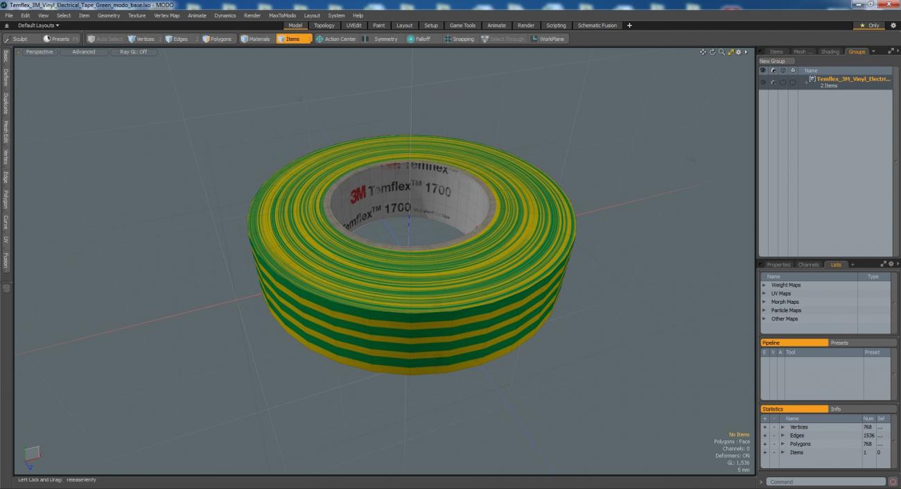 3D Temflex 3M Vinyl Electrical Tape Green model