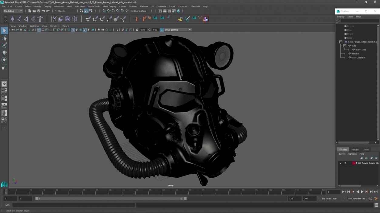 3D T 60 Power Armor Helmet for 3D Print