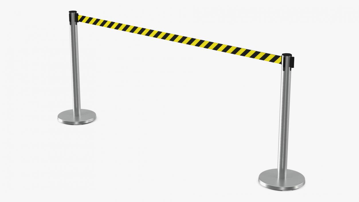 Barrier Stanchion with Yellow Belt 3D model