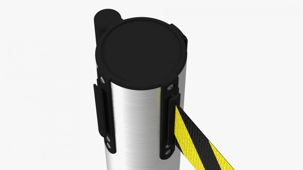 Barrier Stanchion with Yellow Belt 3D model