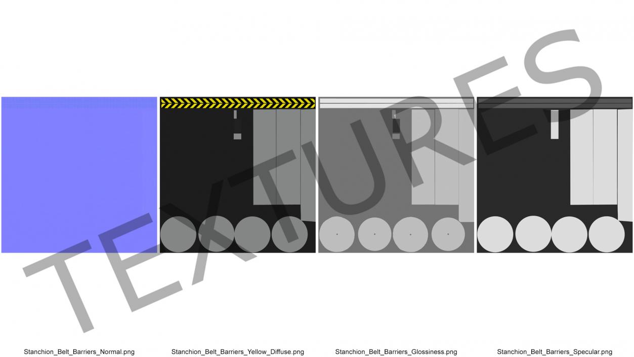 Barrier Stanchion with Yellow Belt 3D model