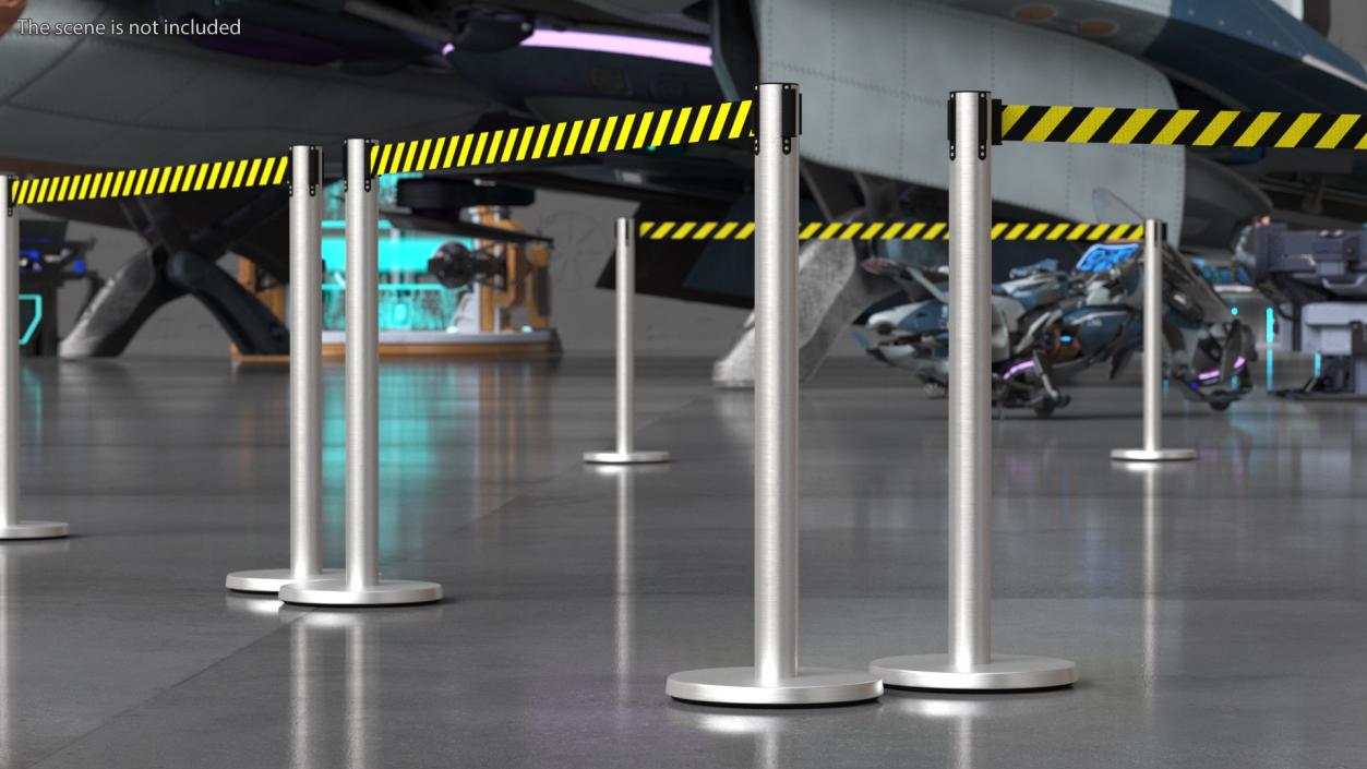 Barrier Stanchion with Yellow Belt 3D model