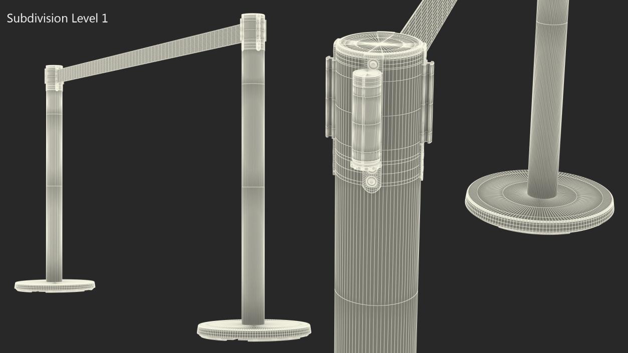 Barrier Stanchion with Yellow Belt 3D model