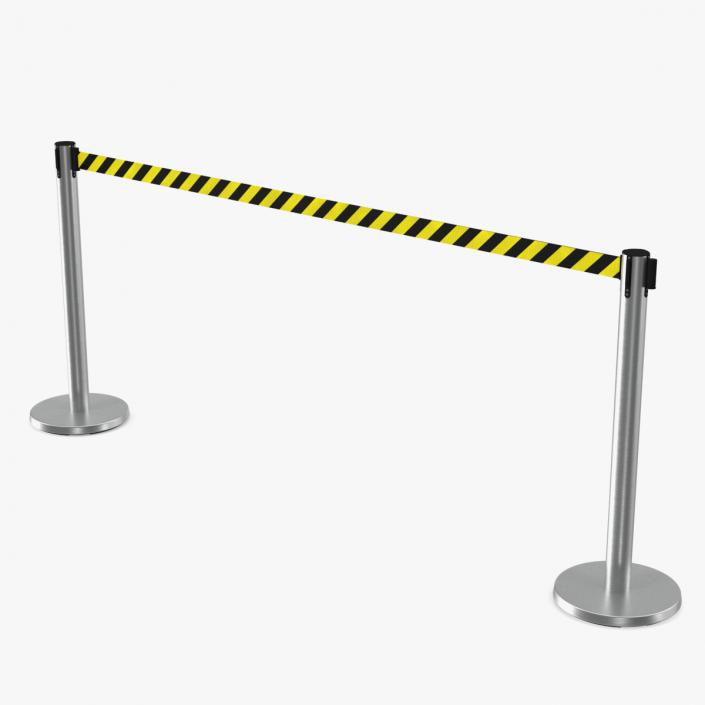 Barrier Stanchion with Yellow Belt 3D model